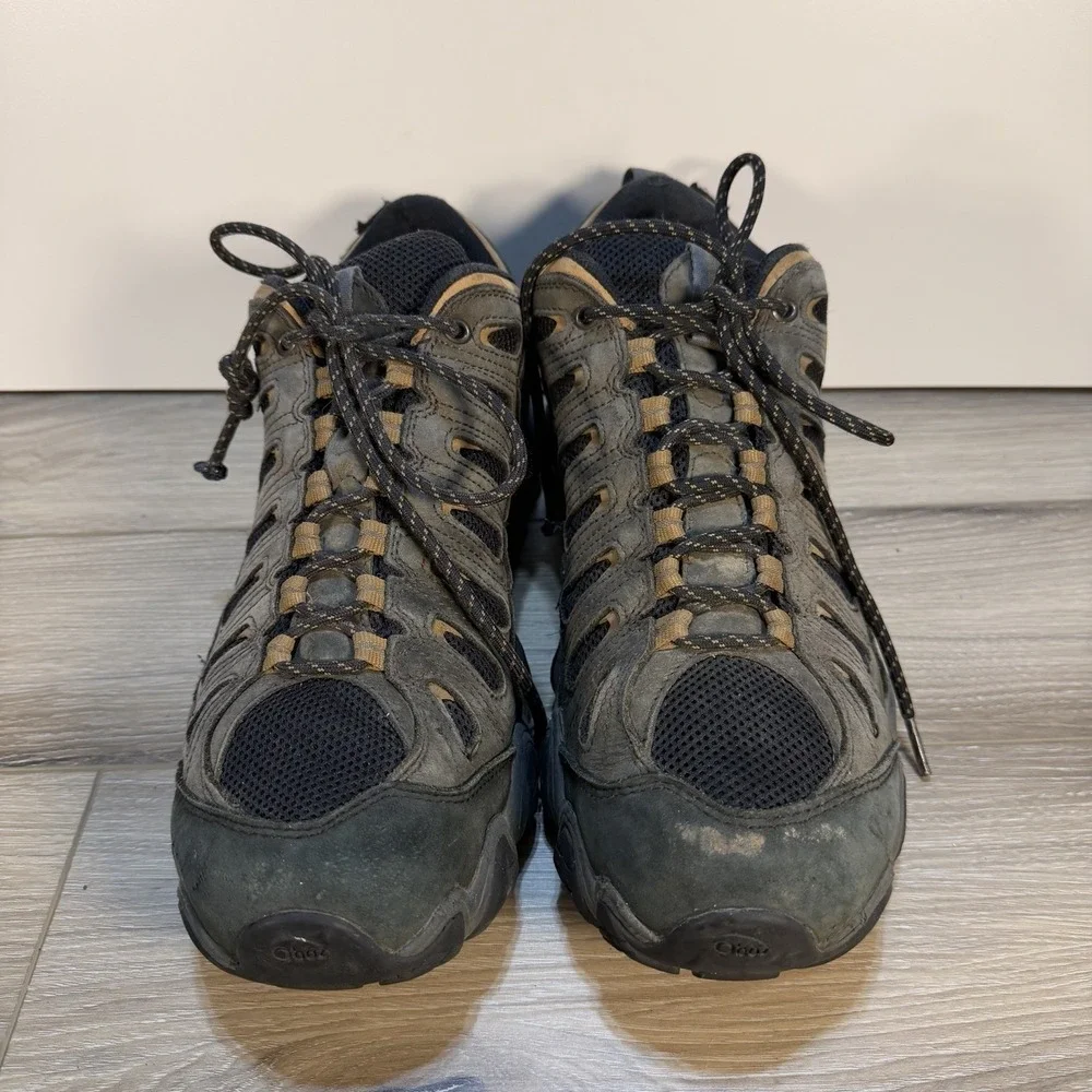 Oboz Mens Size 13 Sawtooth Boots Brown Leather Lace Up Low Ankle Hiking Walking